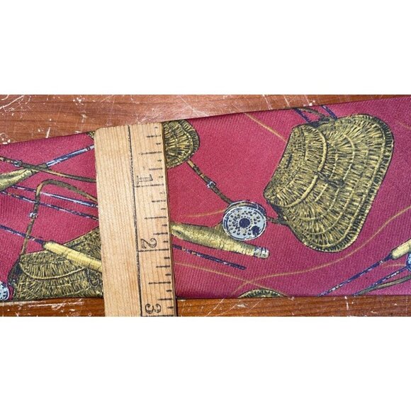 liberty of london silk fly fishing tie Burgundy USA - Picture 9 of 11